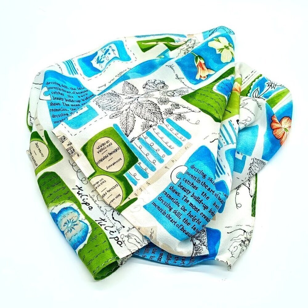 Tulipa Musical Note Blue Green Silk Oblong Scarf